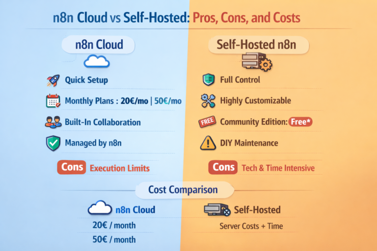 n8n Cloud vs Self-Hosted: Pros, Cons, and Costs (2026 Guide)